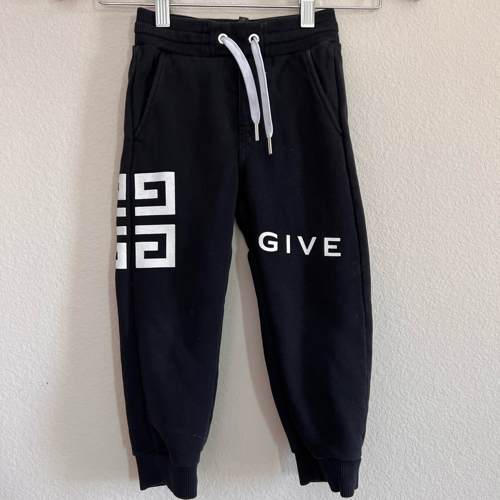 Authentic little boys Givenchy black drawstring sweatpants size 5